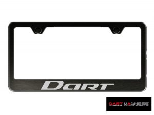 Dodge Dart License Plate Frame - Black Stainless Steel w/ Dart Logo - Standard